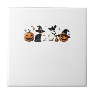 Black Cat Halloween Pumpkin Boo Ghost Witch Spooky Tegeltje