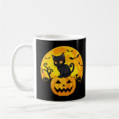 Black Cat Halloween Pumpkin Koffiemok (Links)