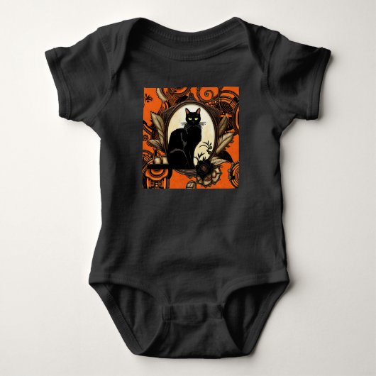 Black Cat Halloween Romper (Voorkant)