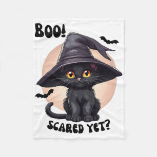 Black Cat Halloween Schattige Zwarte Kitten Boo Fleece Deken