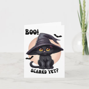 Black Cat Halloween Schattige Zwarte Kitten Boo Kaart