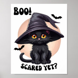 Black Cat Halloween Schattige Zwarte Kitten Boo Poster