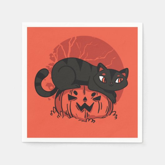 Black Cat Halloween Servet (Voorkant)