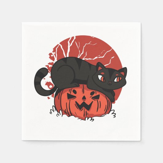 Black Cat Halloween Servet (Voorkant)