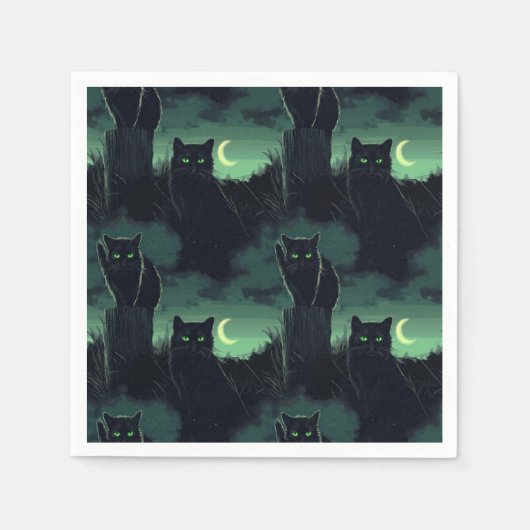 Black Cat Halloween Servet (Voorkant)