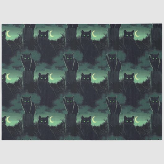 Black Cat Halloween Tissuepapier (Voorkant)