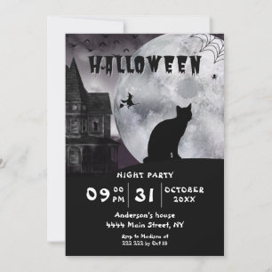 Black Cat Halloween uitnodiging