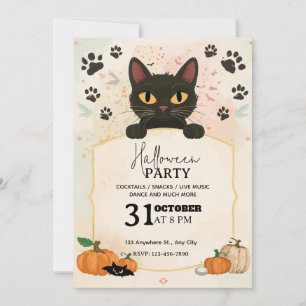 Black Cat Halloween Uitnodiging Schattige & Spoo