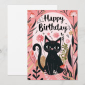 Black Cat Happy Birthday Feestdagenkaart (Voorkant / Achterkant)