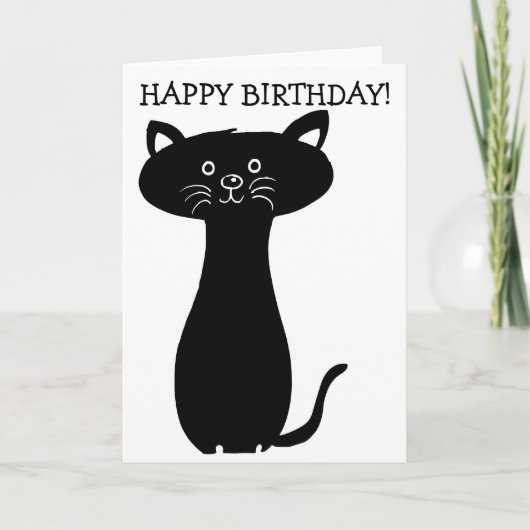 Black Cat Happy Birthday-kaart Kaart (Voorkant)