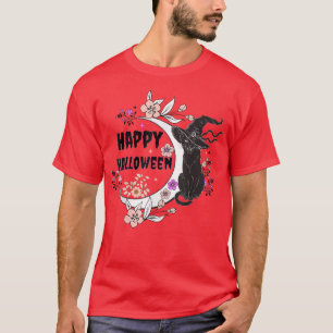 Black Cat Happy Halloween-heks Full Moon, Cat Lov T-shirt