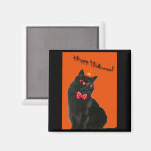Black Cat Happy Halloween Magnet (Recto/Verso)