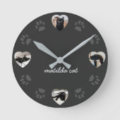 Black Cat Heart Photo Collage Mur Horloge (Recto)