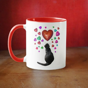 Black Cat Hearts Valentijn Mok