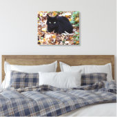 Black Cat herfst foto single Canvas Afdruk (Insitu (Slaapkamer))