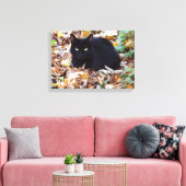 Black Cat herfst foto single Canvas Afdruk (Insitu (Woonkamer))