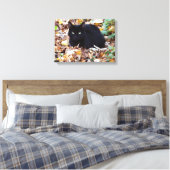 Black Cat herfst foto single Canvas Afdruk (Insitu (Slaapkamer))