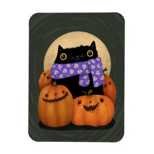 Black Cat Herfst Seizoen Gelukkig Halloween Magneet