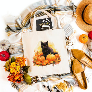 Black Cat Herfst Tote Bag
