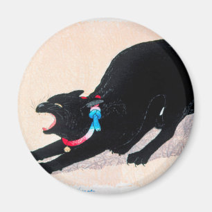 Black Cat Hissing Fine Art van Hiroaki Takahashi Magneet