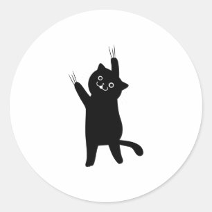 Black Cat Holding aan Ronde Sticker