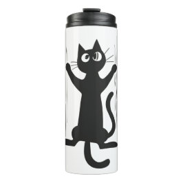 Black Cat Holding aan Thermosbeker