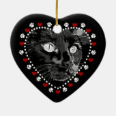 Black Cat Holiday Double Sided Heart Ornament (Achterkant)