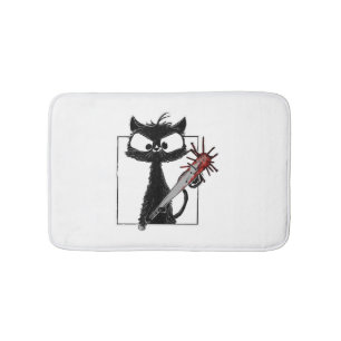Black Cat Honkbal Horror Halloween Badmat