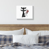 Black Cat Honkbal Horror Halloween Canvas Afdruk (Insitu (Slaapkamer))