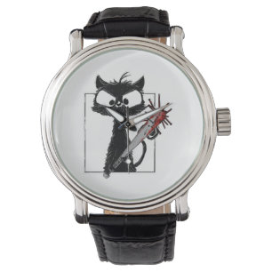 Black Cat Honkbal Horror Halloween Horloge