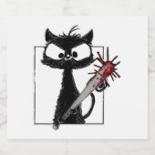 Black Cat Honkbal Horror Halloween Sparkling Wijnetiket (Enkel label)