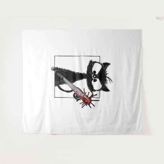 Black Cat Honkbal Horror Halloween Wandkleed (Voorkant (horizontaal))