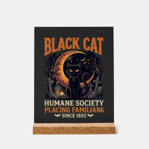 Black Cat Humane Society Halloween Halve Maan L Acryl Bord