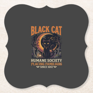 Black Cat Humane Society Halloween Halve Maan L Kartonnen Onderzetters