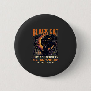 Black Cat Humane Society Halloween Halve Maan L Ronde Button 5,7 Cm