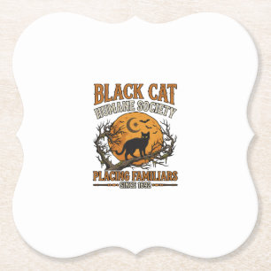 Black Cat Humane Society Halloween Volle Maan Vlee Kartonnen Onderzetters