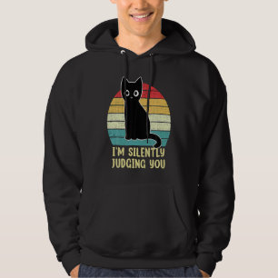 Black Cat I M Silently Juding you Retro  Hoodie