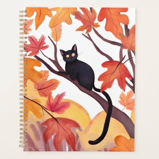 Black Cat in a Tree | Fall Autumn Spooky Cute Planner (Voorkant)