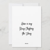 Black Cat in Christmas Blue Cape Flat Vakantie Kaa Feestdagenkaart (Achterkant)