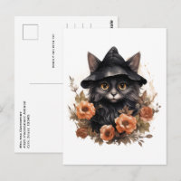 Black Cat in een Black Witch's Pet Halloween