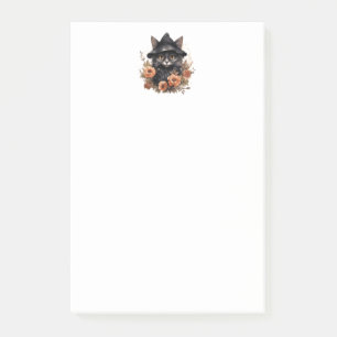 Black Cat in een Black Witch's Pet Halloween Post-it® Notes