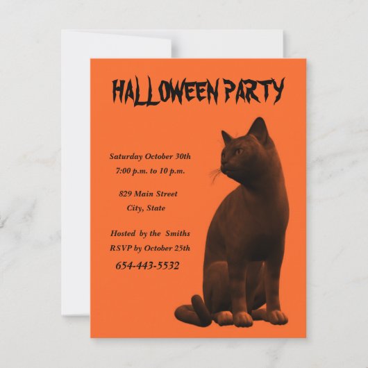 Black Cat Invitation Kaart Sjabloon (Voorkant)