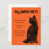Black Cat Invitation Kaart Sjabloon (Voorkant / Achterkant)