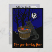 Black Cat Invitations Persoonlijke Halloween Kaart (Voorkant / Achterkant)