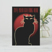 Black Cat Invitations Persoonlijke Halloween Kaart (Staand voorkant)