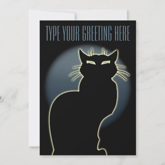 Black Cat Invitations Persoonlijke Halloween Kaart (Voorkant)