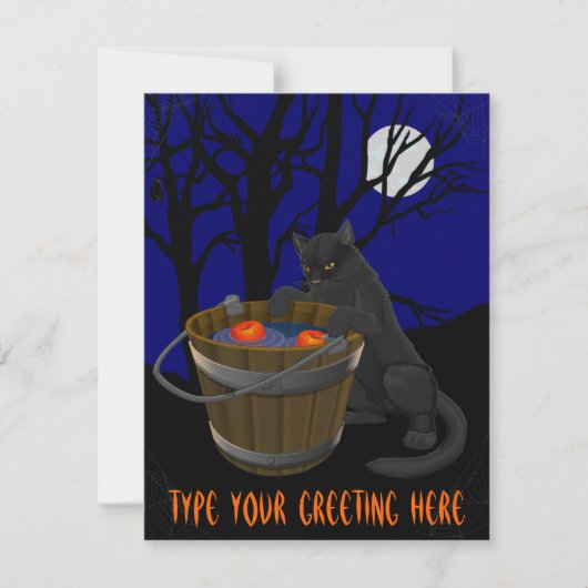 Black Cat Invitations Persoonlijke Halloween Kaart (Voorkant)