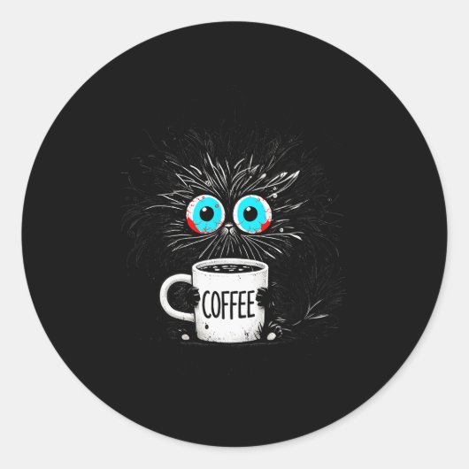 Black Cat Its Fine Im Fine Everything Is Fine Funn Ronde Sticker (Voorkant)