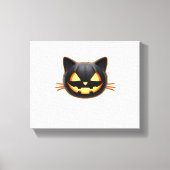 Black Cat Jack o'Lantern Emoji Classic T-shirt Canvas Afdruk (Voorkant)