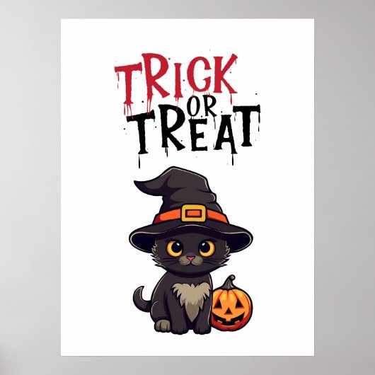 Black Cat Jack O'Lantern Trick ou affiche de trait (Devant)